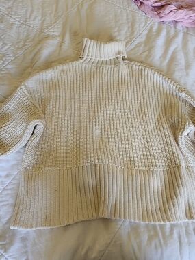 Madewell Cream Ribbed Turtleneck Sweater